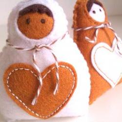  Babushka Christmas Decoration - Set of 2 white, ginger - Ornaments/favors/decor/christmas tree