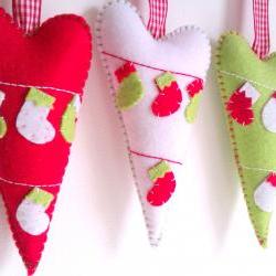 Hearts Christmas Decoration - Set of 3 - Ornaments/favors/decor