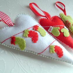 Hearts Christmas Decoration - Set of 3 - Ornaments/favors/decor/christmas tree
