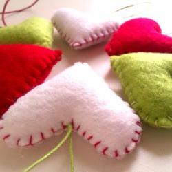Hearts Christmas Decoration - Set of 6 - Ornaments/favors/decor/christmas tree